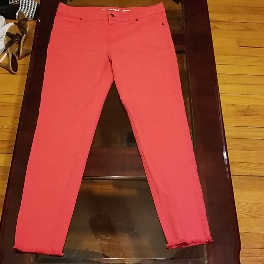 Red jean jeggings